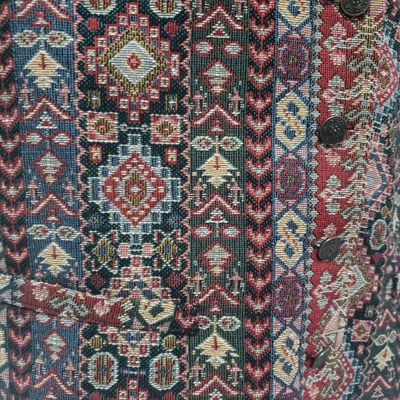 Women's Compagnie Internationale Express Tapestry Vest Large Geometric Vintage - Picture 4 of 10